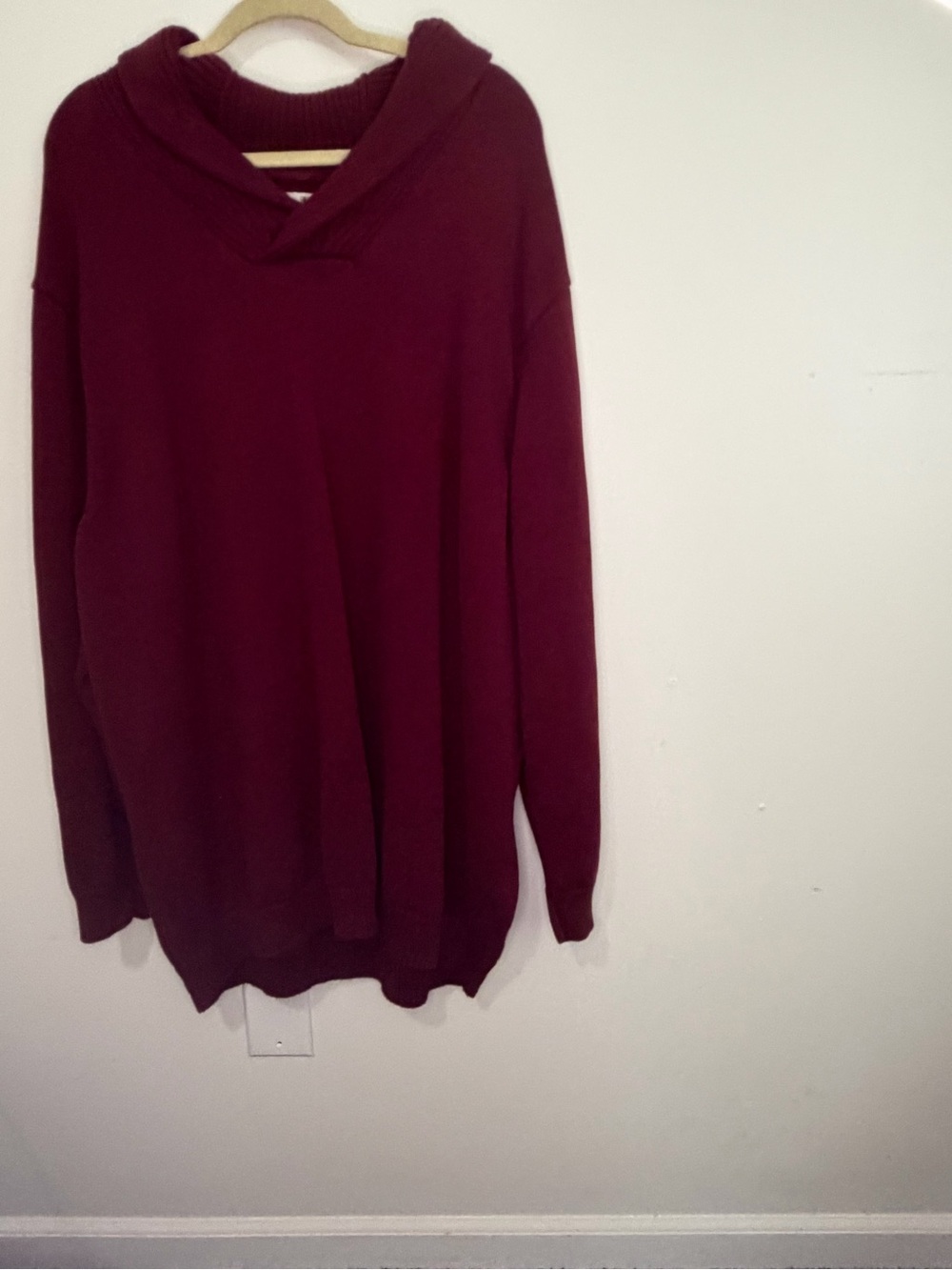 Men's Burgundy Cowl Neck Sweater
